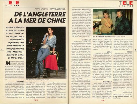 jane birkin Télé Magazine, n° 1660, du 29 août au 4 septembre 1987 
