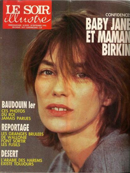 Jane Birkin couverture magazine belge Le Soir Illustré n° 3039 - 20 septembre 1990