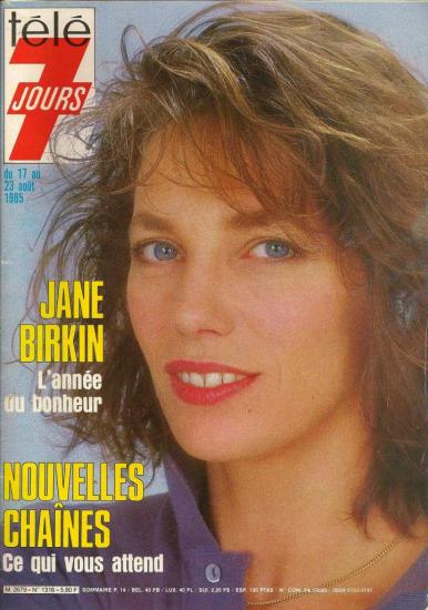 Jane Birkin couverture magazine Télé 7 jours n° 1316 du 17 au 23 août 1985