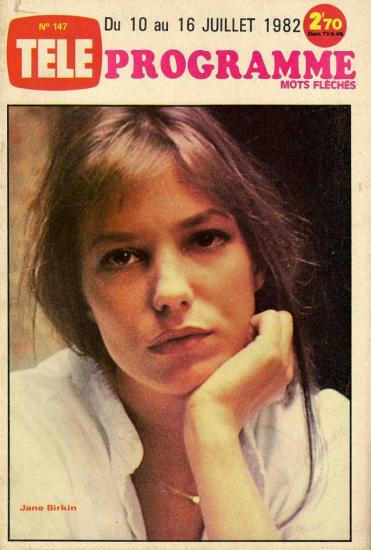 Jane Birkin couverture magazine Télé programme n° 147 du 10 au 16 juillet 1982