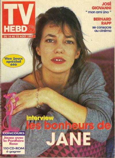 Jane Birkin couverture magazine TV Hebdo supplément La Voix du Nord du 16 au 22 août 1997