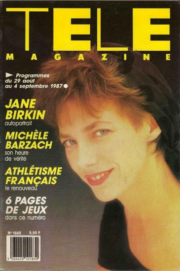 Jane Birkin couverture Télé magazine n° 1660 du 29 août au 4 septembre 1987