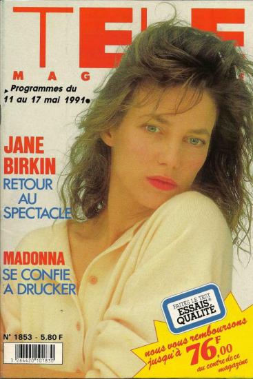 Jane Birkin couverture Télé Magazine n° 1853 du 11 au 17 mai 1991