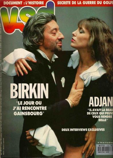 Jane Birkin et Serge Gainsbourg couverture magazine VSD n° 706 du 14 au 20 mars 1991