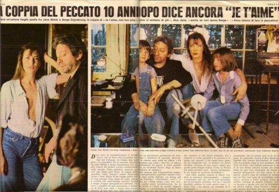 Jane Birkin & Serge Gainsbourg - Oggi, presse etrangere italienne