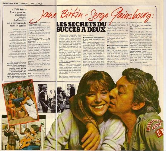 jane birkin et serge gainsbourg télé star n-85-mai-1978