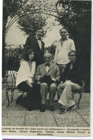 Jane Birkin gérard depardieu michel piccoli, charles vanel marina vlady presse française