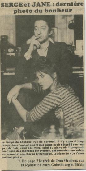 Jane Birkin et Serge Gainsbourg presse française