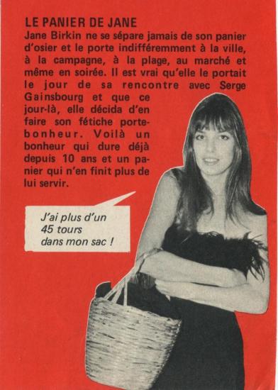 Jane Birkin et son Birkin Bag de l'époque, un panier d'osier