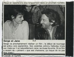 Jane Birkin Serge gainsbourg article presse française