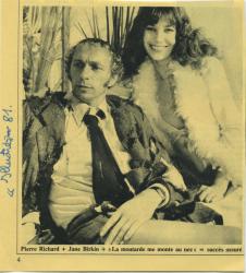 Jane Birkin et Pierre Richard article presse française