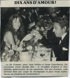 Jane Birkin et Serge Gainsbourg article presse française