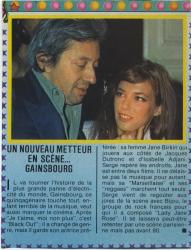 Jane Birkin et Serge Gainsbourg coupure de presse