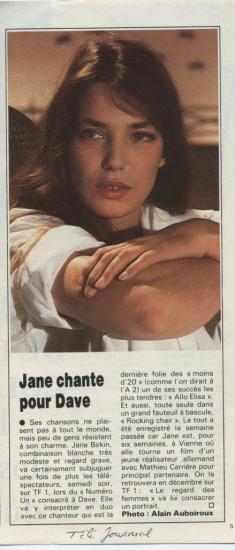 Jane Birkin coupure de presse
