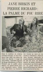 Jane Birkin et pierre Richard La course à l'échalote presse française