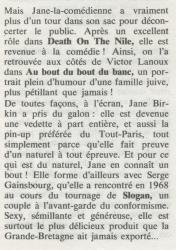 Jane Birkin article presse française